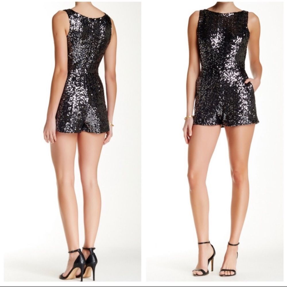 NWT BB Dakota Callan Sequin Romper Pewter Silver XS 2 Cocktail NYE Party Club - Picture 5 of 16